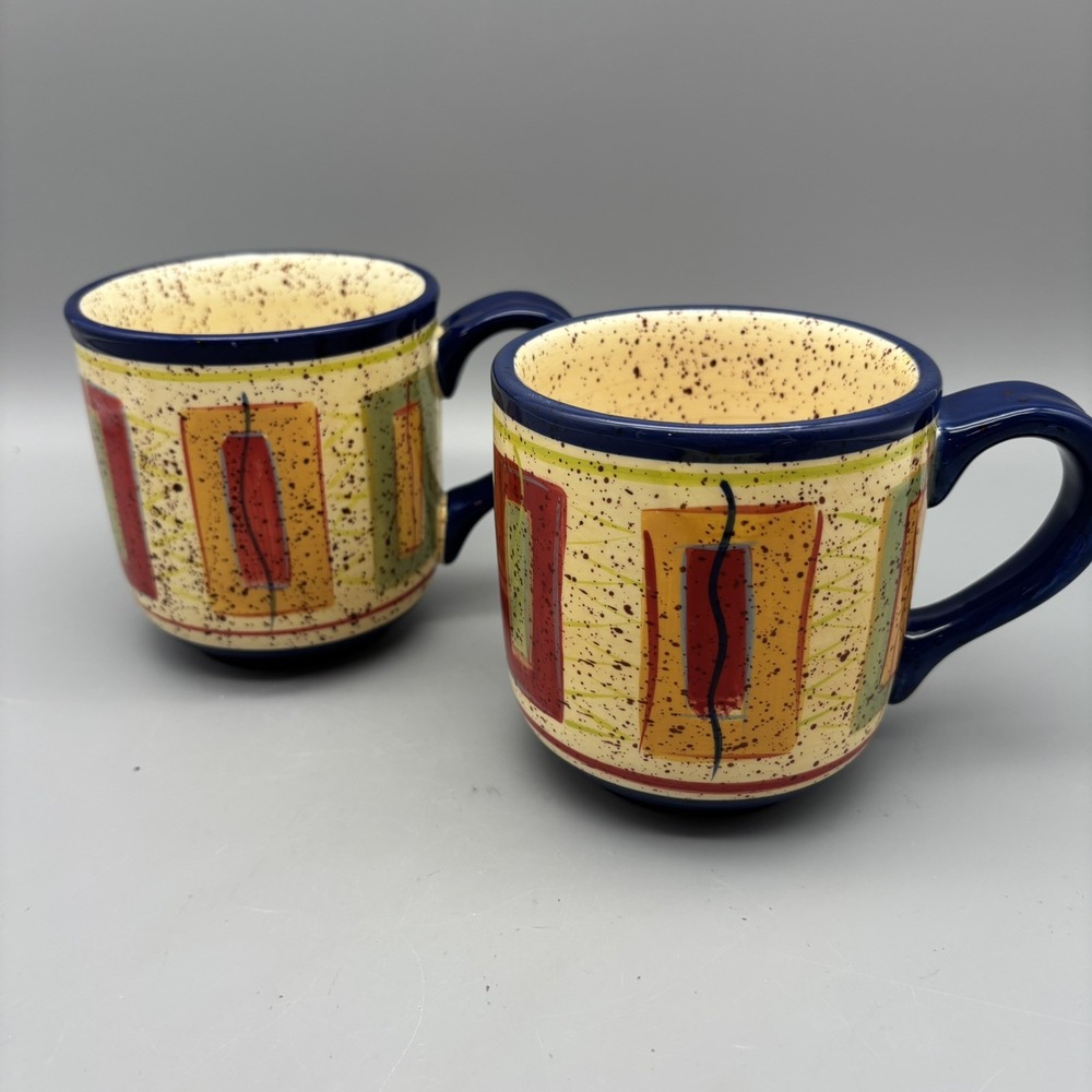 2 Pfaltzgraff SEDONA Stoneware Coffee Soup Mug Multicolor Hand Painted Colorful